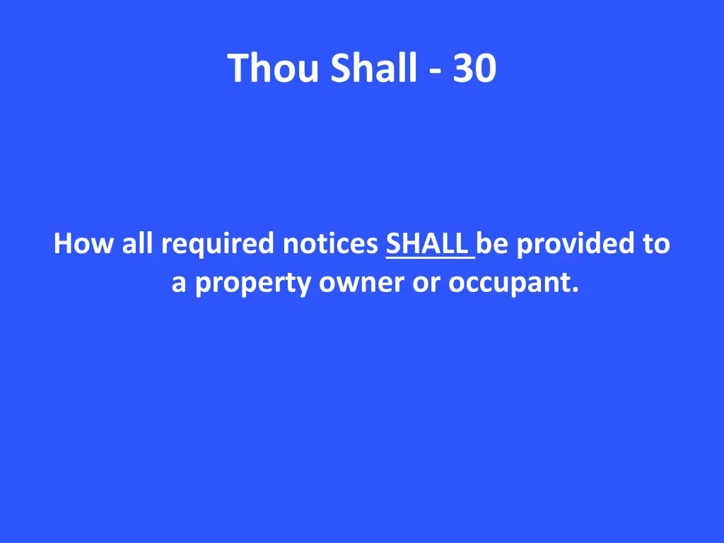 thou shall 30