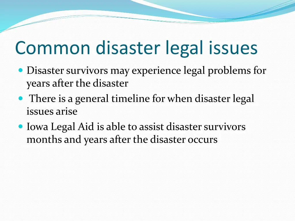 common disaster legal issues