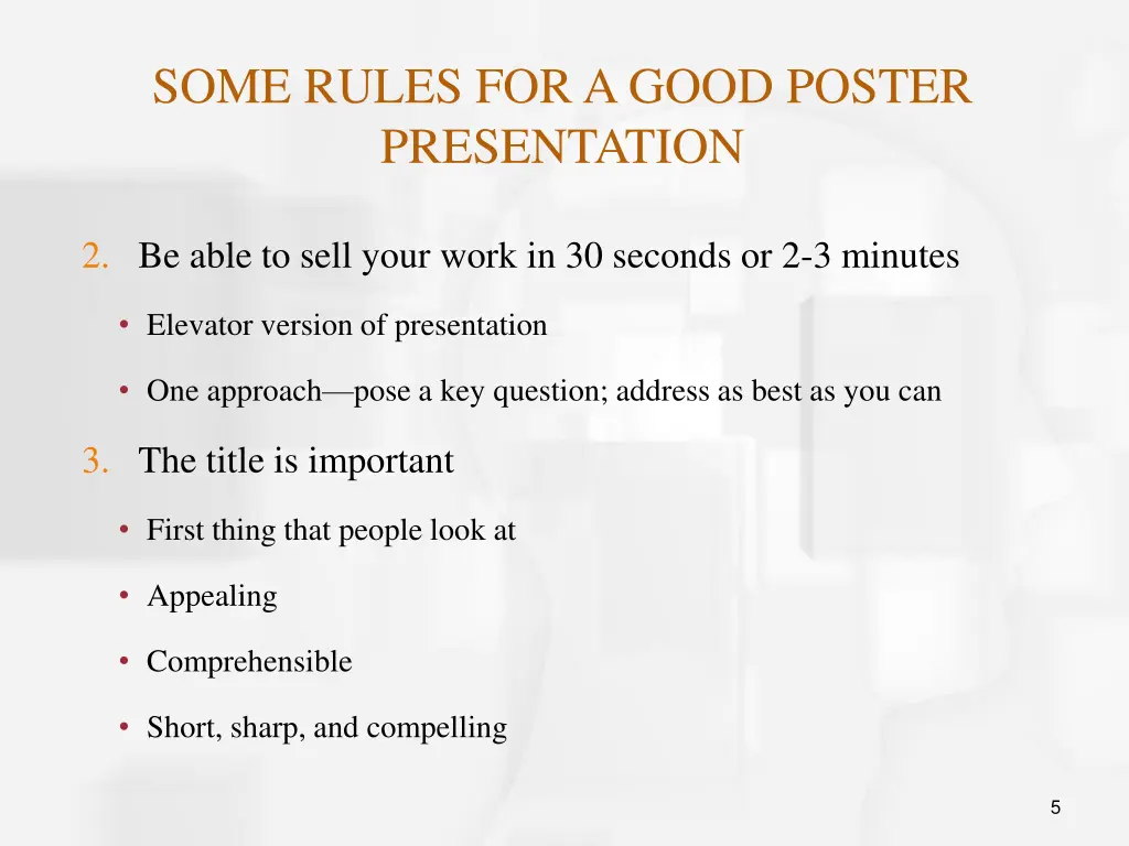 some rules for a good poster presentation 1