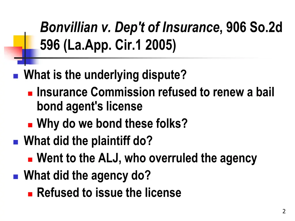 bonvillian v dep t of insurance