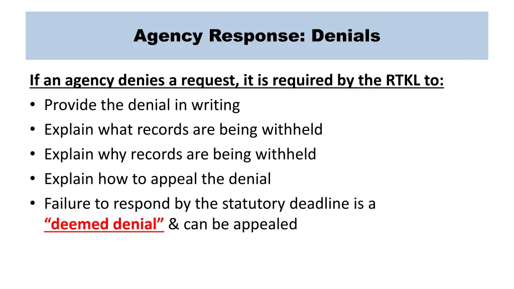 agency response denials