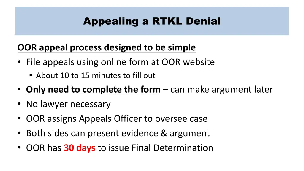 appealing a rtkl denial 1