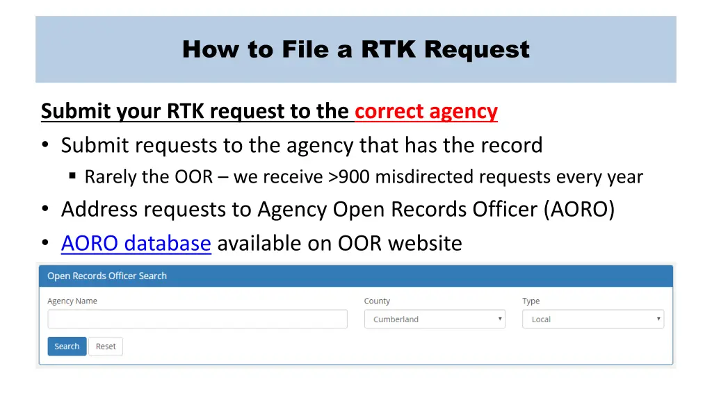 how to file a rtk request