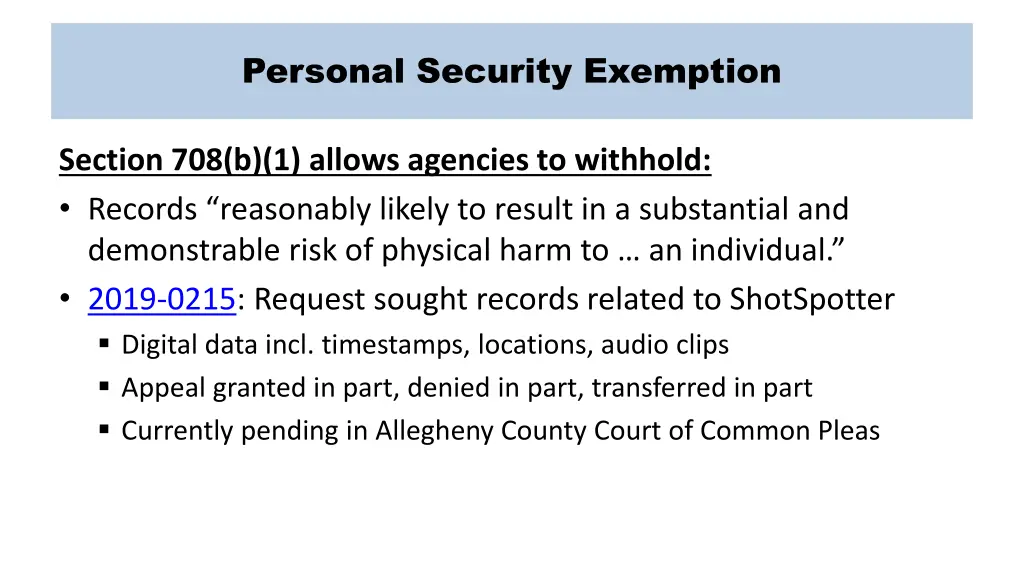 personal security exemption