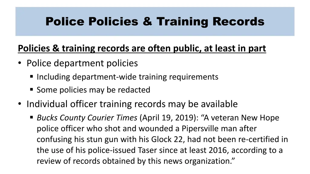 police policies training records