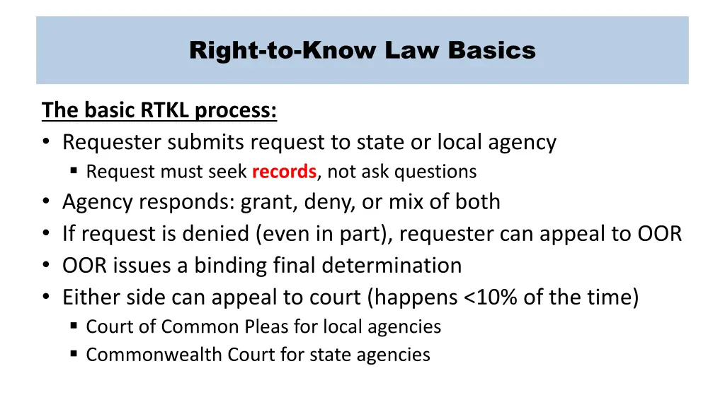 right to know law basics