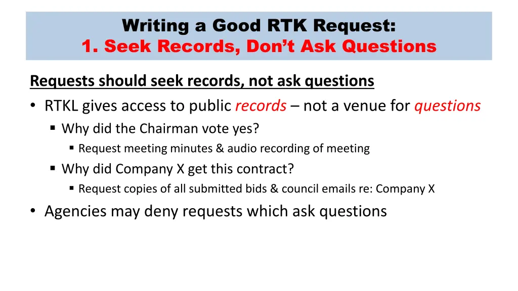 writing a good rtk request 1 seek records