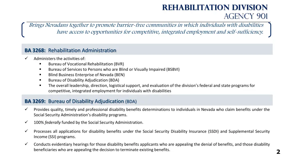 rehabilitation division