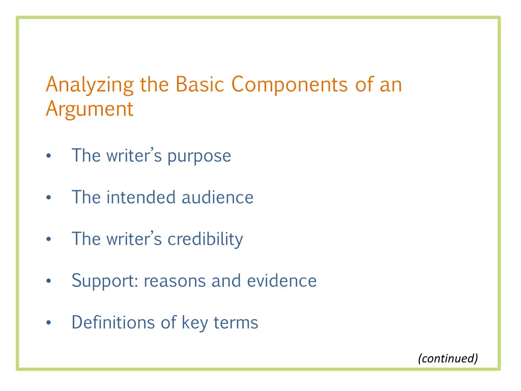 analyzing the basic components of an argument