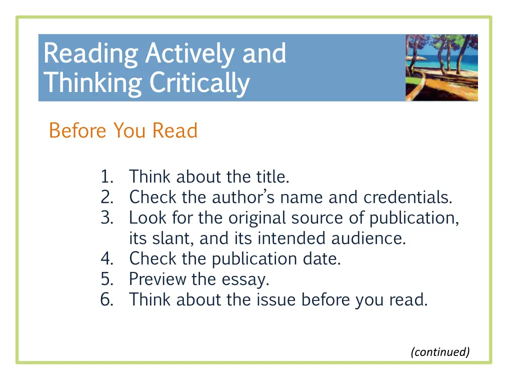 reading actively and reading actively