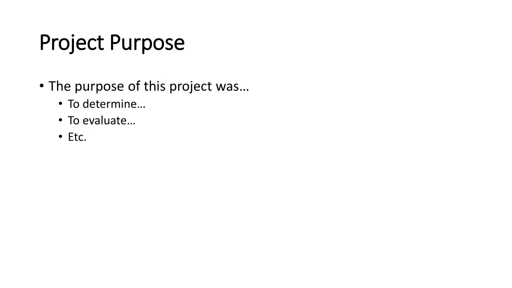 project purpose project purpose