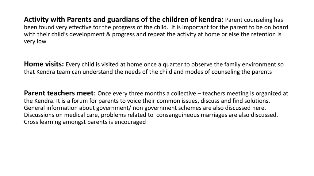 activity with parents and guardians