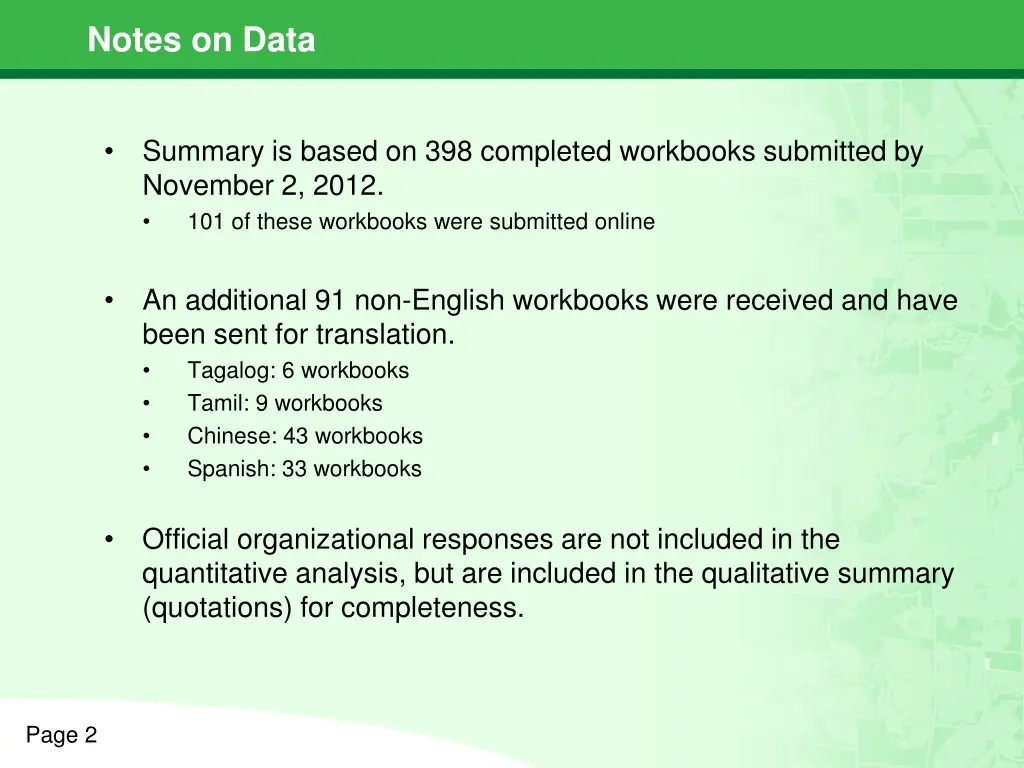 notes on data