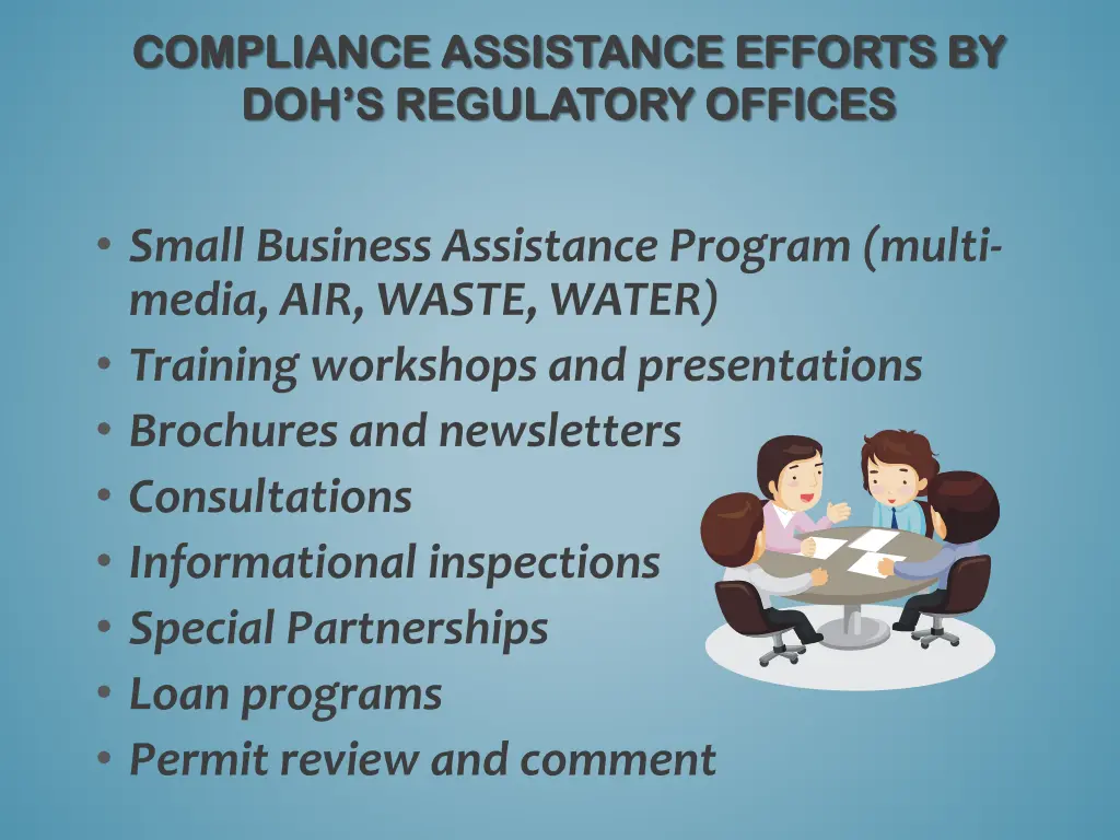 compliance assistance efforts by compliance