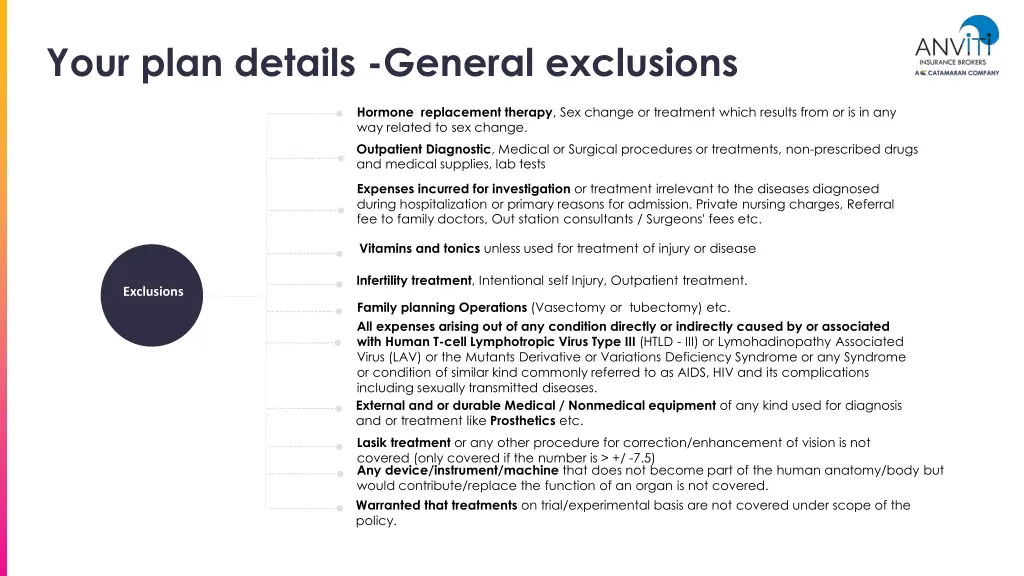 your plan details general exclusions 2