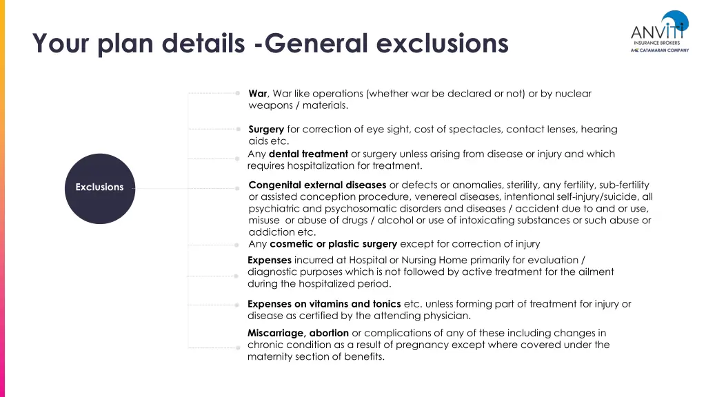 your plan details general exclusions