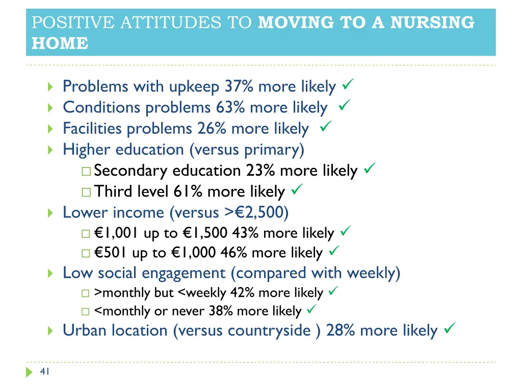 positive attitudes to moving to a nursing home