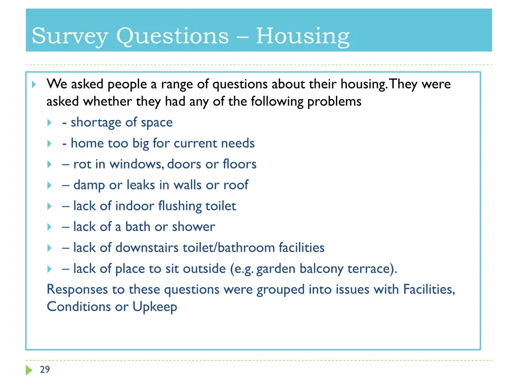 survey questions housing