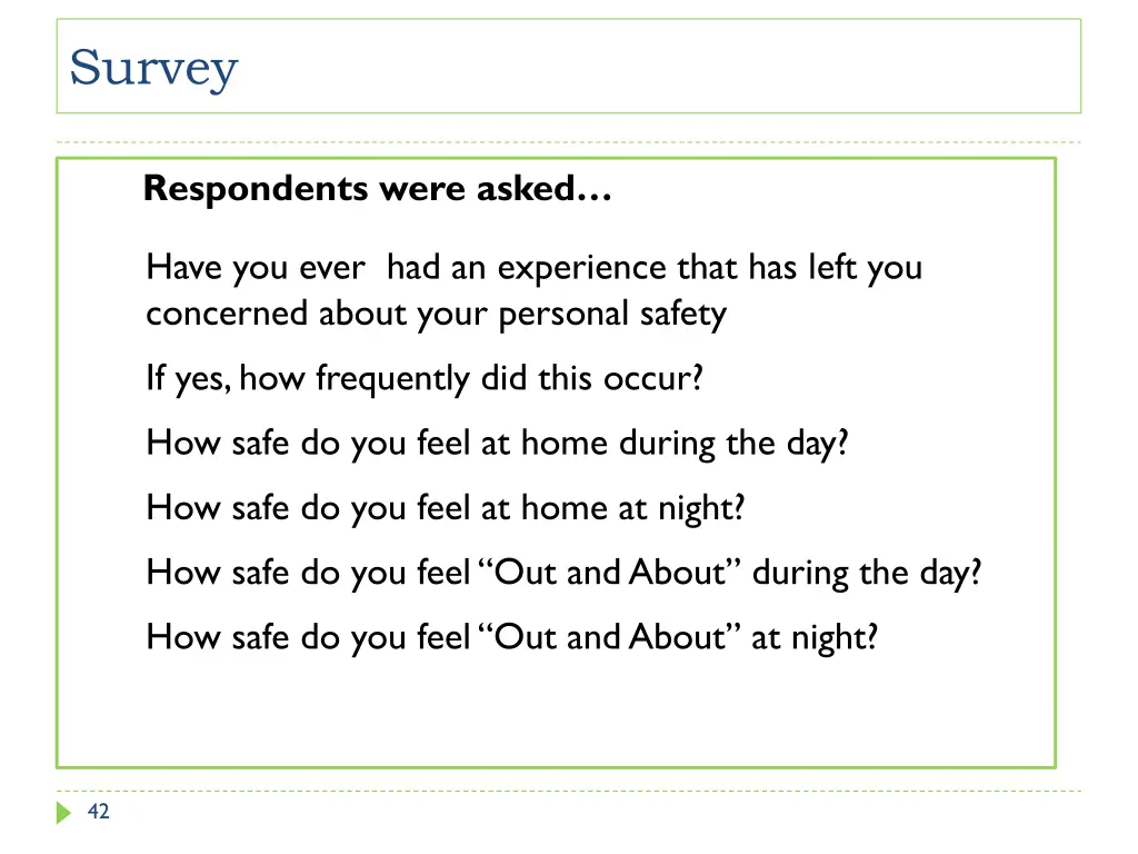 survey questions safety