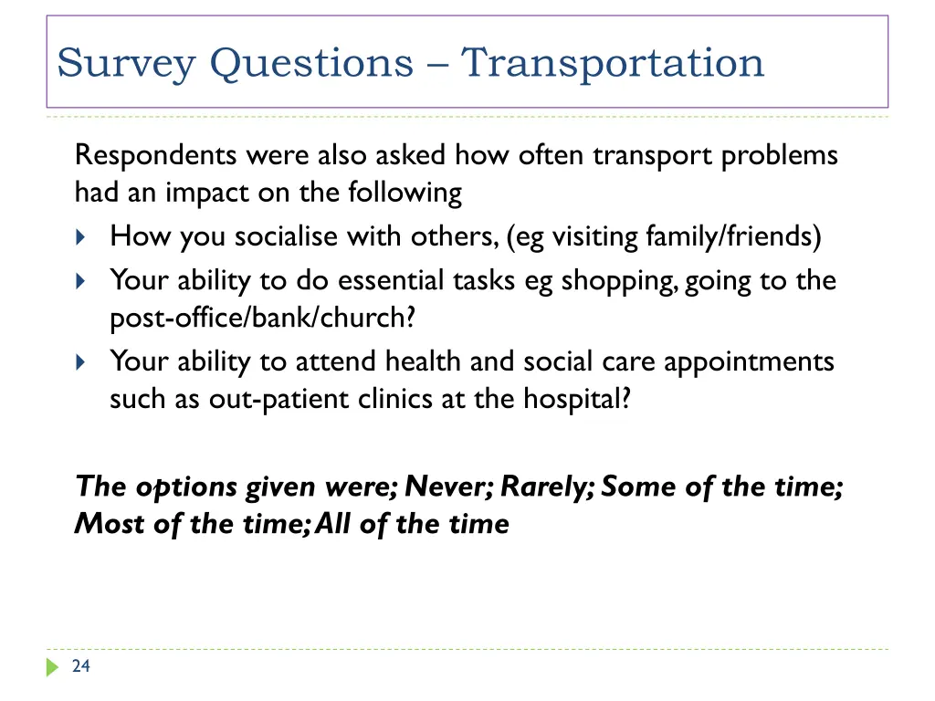 survey questions transportation 1