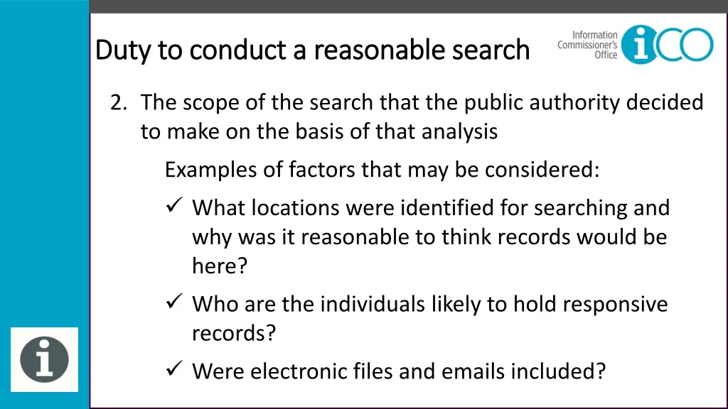 duty to conduct a reasonable search duty 3