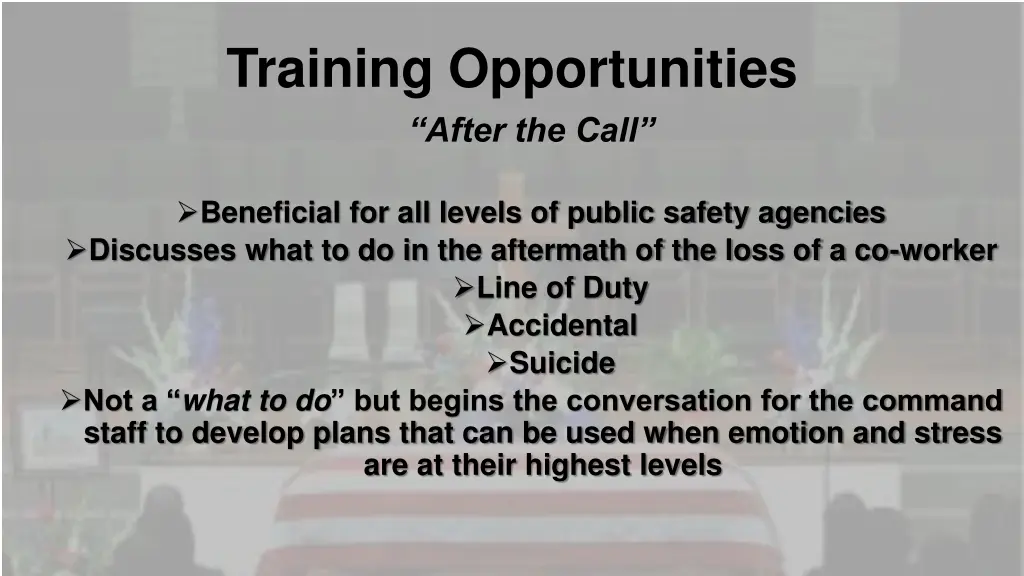 training opportunities after the call