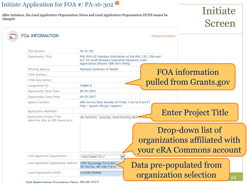 foa information pulled from grants gov