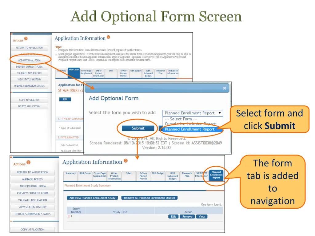 select form and click submit