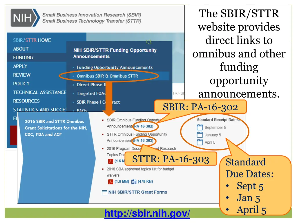 the sbir sttr website provides direct links