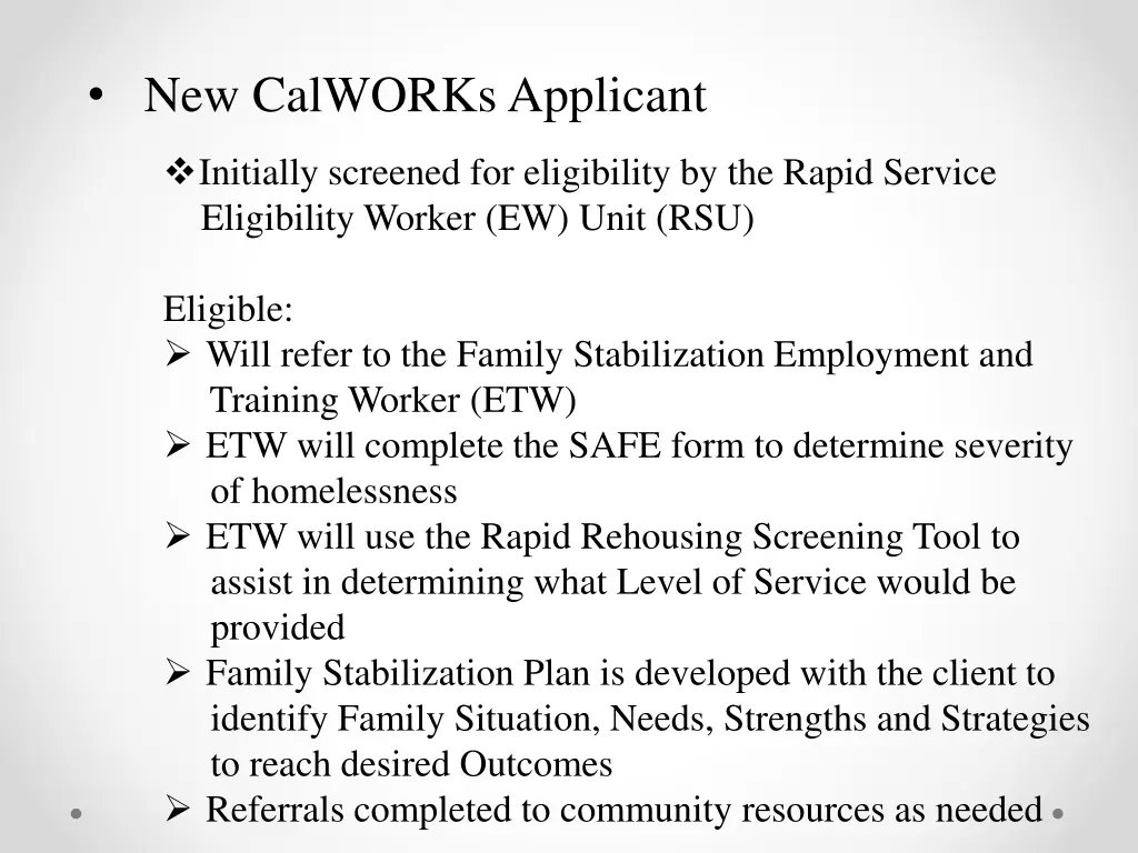 new calworks applicant