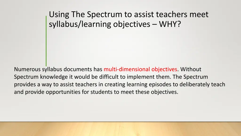 using the spectrum to assist teachers meet