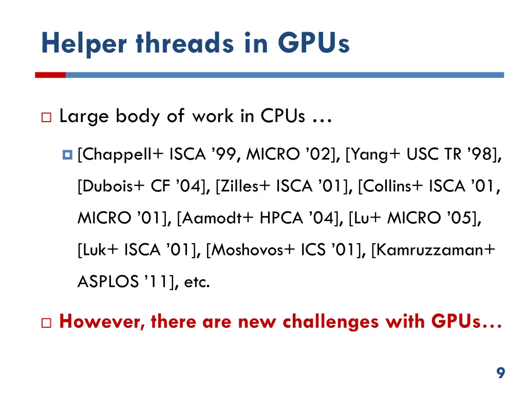 helper threads in gpus