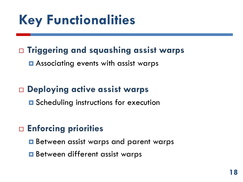 key functionalities