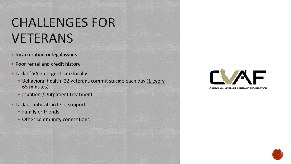 challenges for veterans