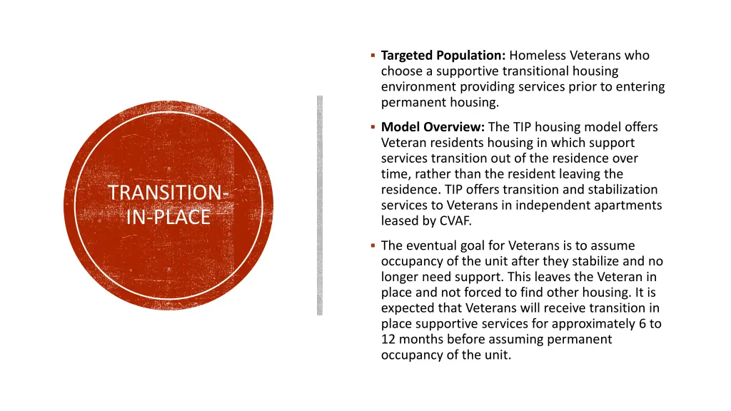 targeted population homeless veterans who choose