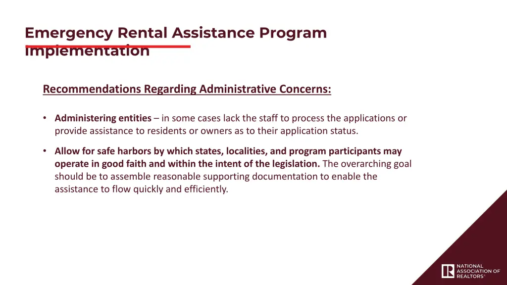 emergency rental assistance program implementation