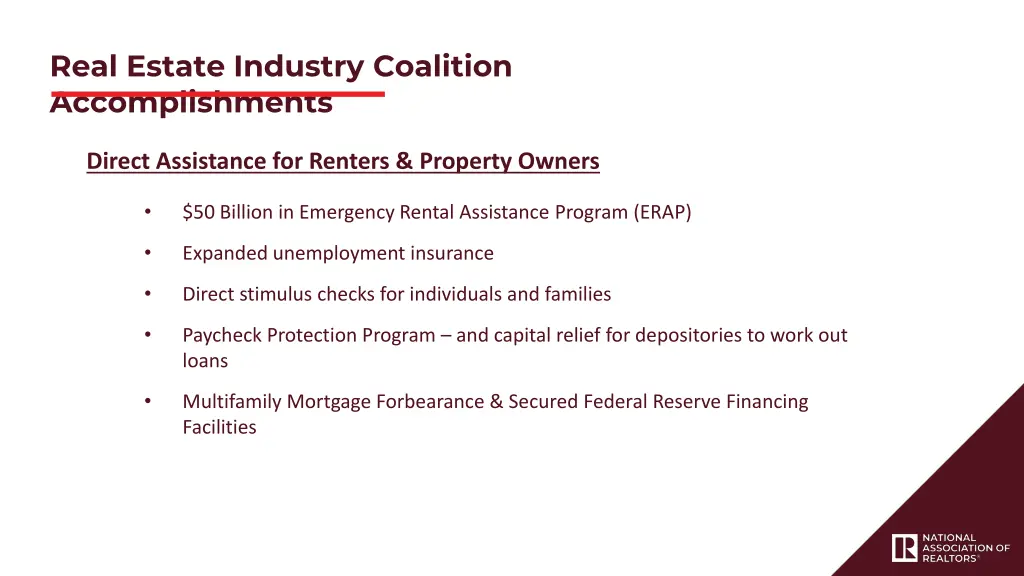 real estate industry coalition accomplishments