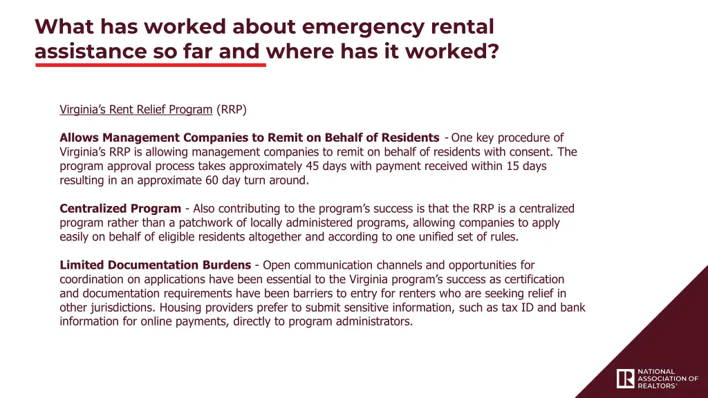 what has worked about emergency rental assistance