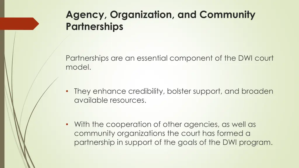 agency organization and community partnerships