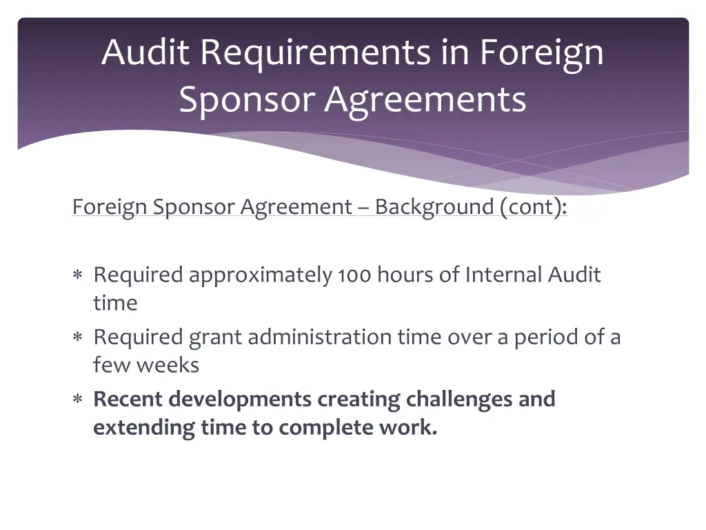 audit requirements in foreign sponsor agreements 2