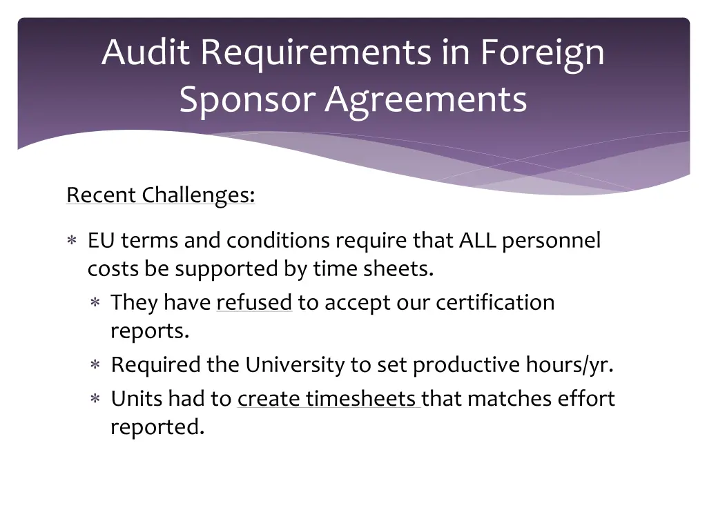 audit requirements in foreign sponsor agreements 5