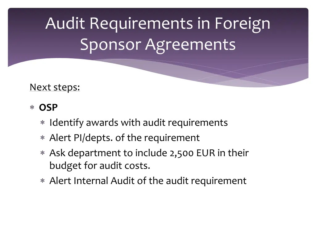 audit requirements in foreign sponsor agreements 7