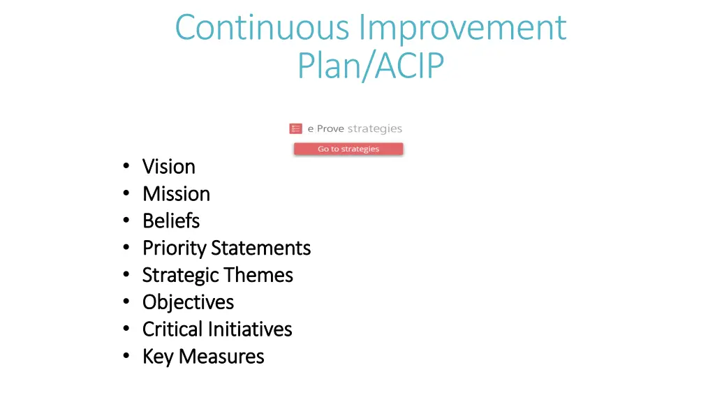 continuous improvement plan acip