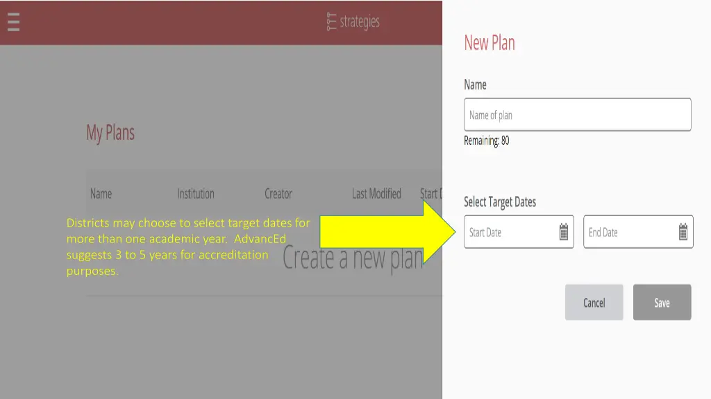 districts may choose to select target dates