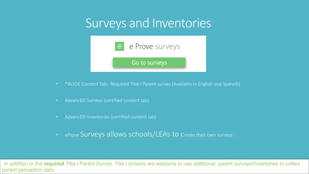 surveys and inventories