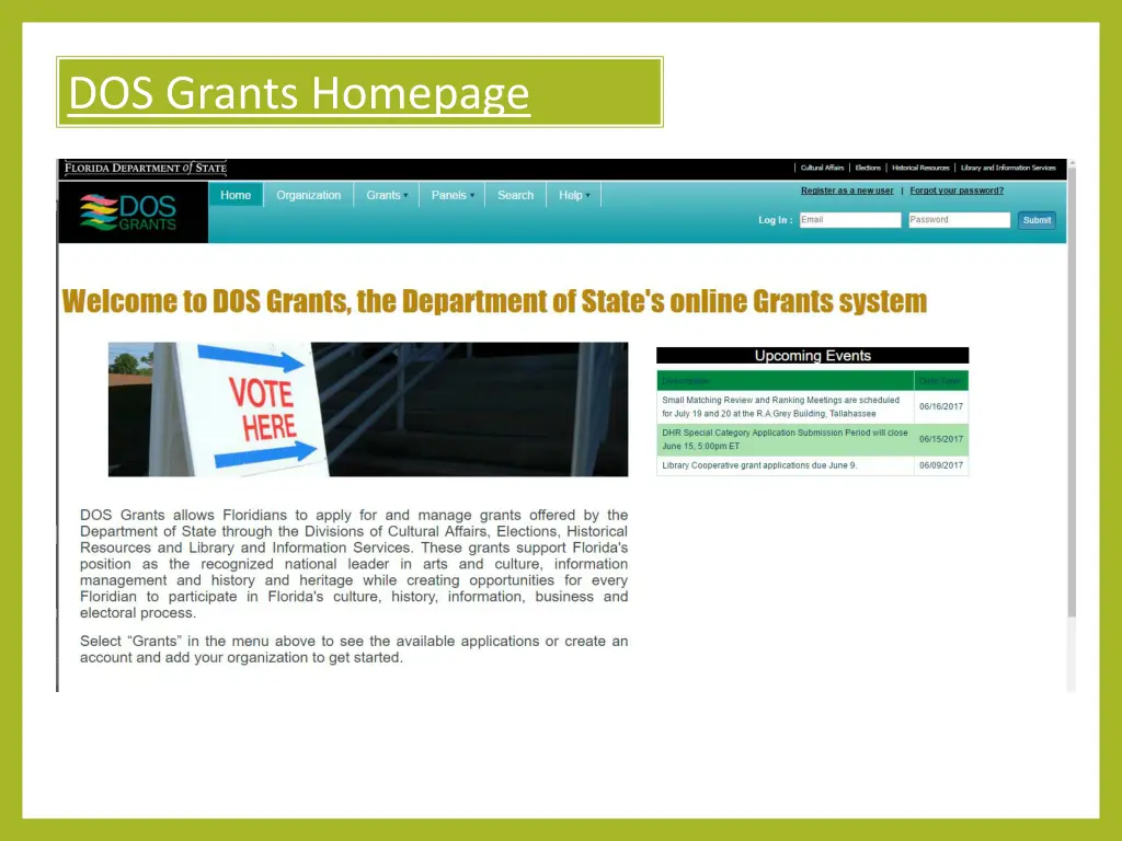 dos grants homepage