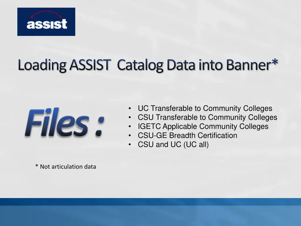 loading assist catalog data into banner