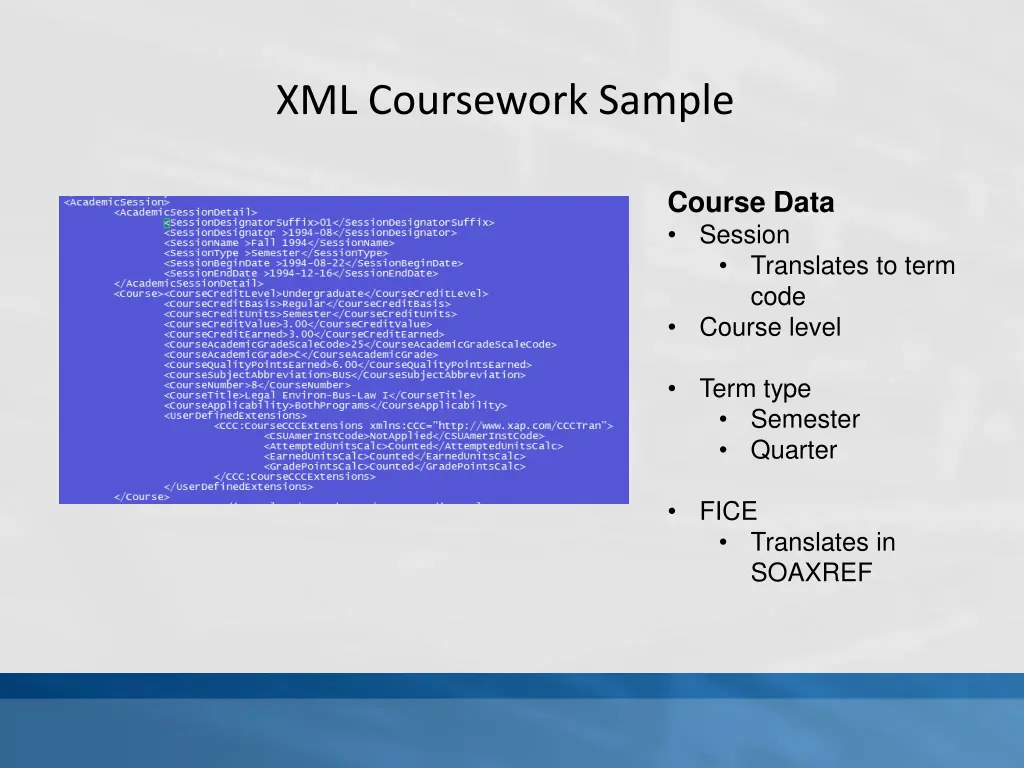 xml coursework sample