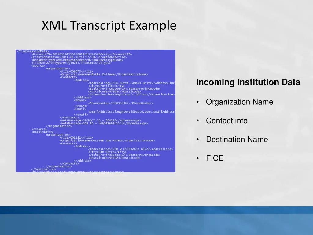 xml transcript example