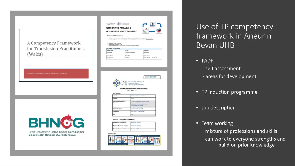 use of tp competency framework in aneurin bevan